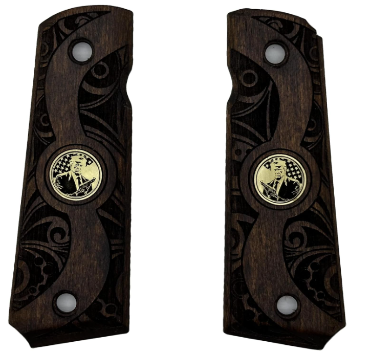 Zib Grips Silah Kabzası - Colt 1911, Girsan MC 1911 ile Uyumlu - Koyu Kahverengi Renk - Metal Logolu - CLT1911CV094L1