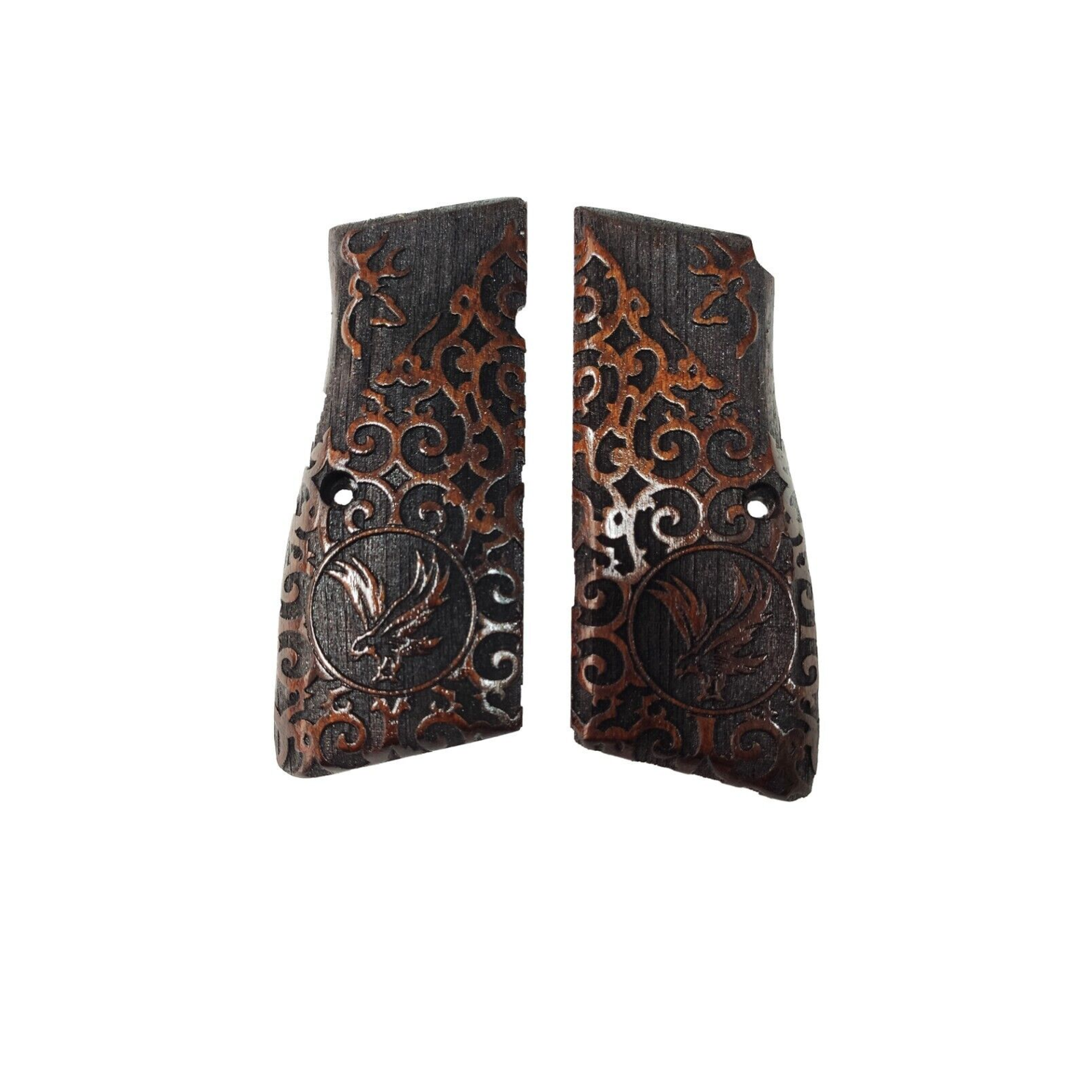 Zib Grips Silah Kabzası - Zig 14, Browning HP, High Power 14, Dik Kasa, Browning Halkalı (Halka için kesim yaptırmak için mesaj atın), Halkasız ile Uyumlu - Koyu Kahverengi Renk - BRWHPCV049