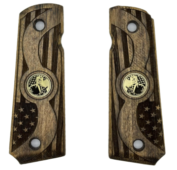 Zib Grips Silah Kabzası - Colt 1911, Girsan MC 1911 ile Uyumlu - Açık Kahverengi Renk - Metal Logolu - CLT1911UC093L1