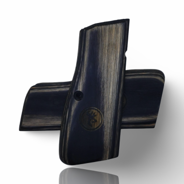Zib Grips Silah Kabzası - Zig 14, Browning HP, High Power 14, Dik Kasa, Browning Halkalı (Halka için kesim yaptırmak için mesaj atın), Halkasız ile Uyumlu - Sadece vernik uygulanmış - Lamine Malzemesinden Yapılma - LMBRWHPSV059