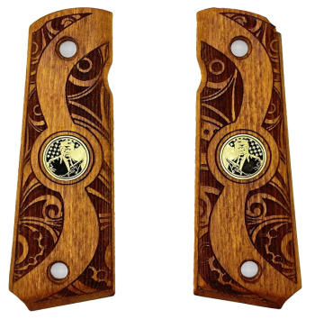 Zib Grips Silah Kabzası - Colt 1911, Girsan MC 1911 ile Uyumlu - Tütün Renk - Metal Logolu - CLT1911TN094L1
