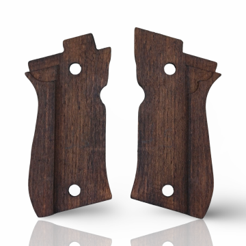 Zib Grips Silah Kabzası - Beretta F81/F84, Fatih 13 ile Uyumlu - Koyu Kahverengi Renk - Metal Logolu - BRTF81CV002L1