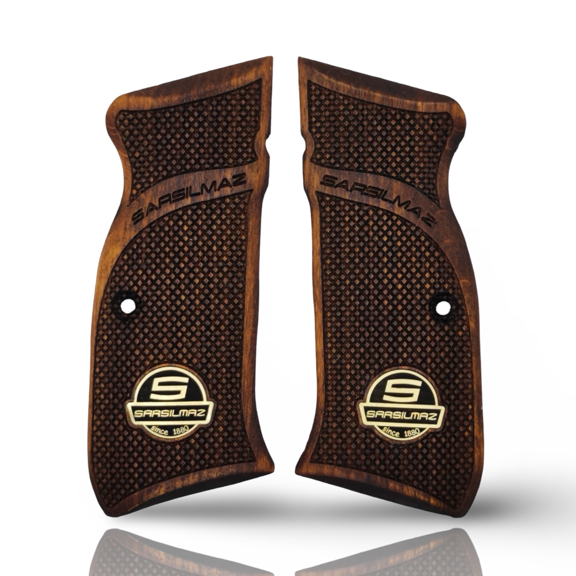 Zib Grips Silah Kabzası - Sarsılmaz Kılınç 2000 Light, Ar24, P8S, P8L ile Uyumlu - Koyu Kahverengi Renk - Metal Logolu - SRSLGTCV002L1