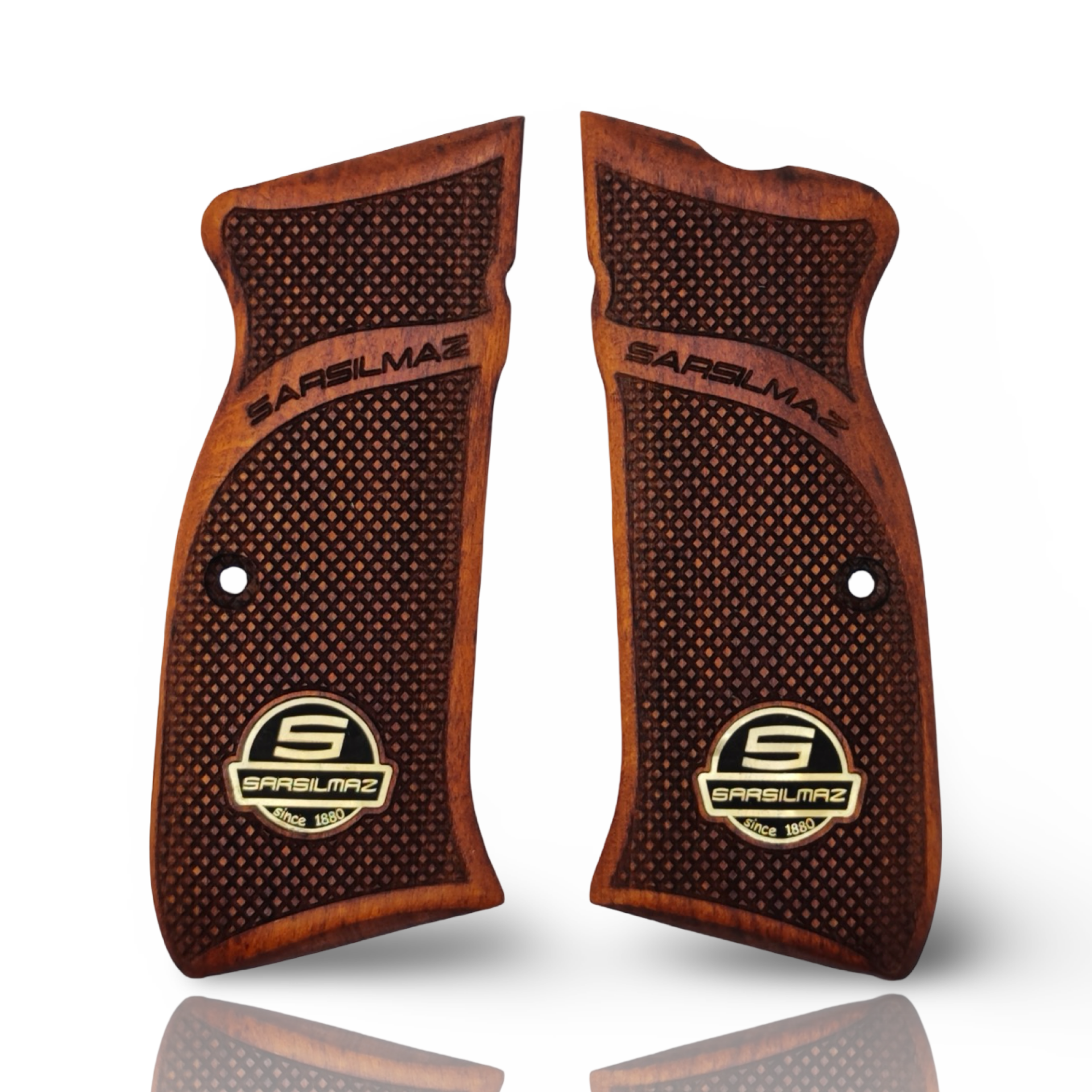 Zib Grips Silah Kabzası - Sarsılmaz Kılınç 2000 Mega, K11 ile Uyumlu - Meşe Renk - Metal Logolu - SRSMEGAMS002L1