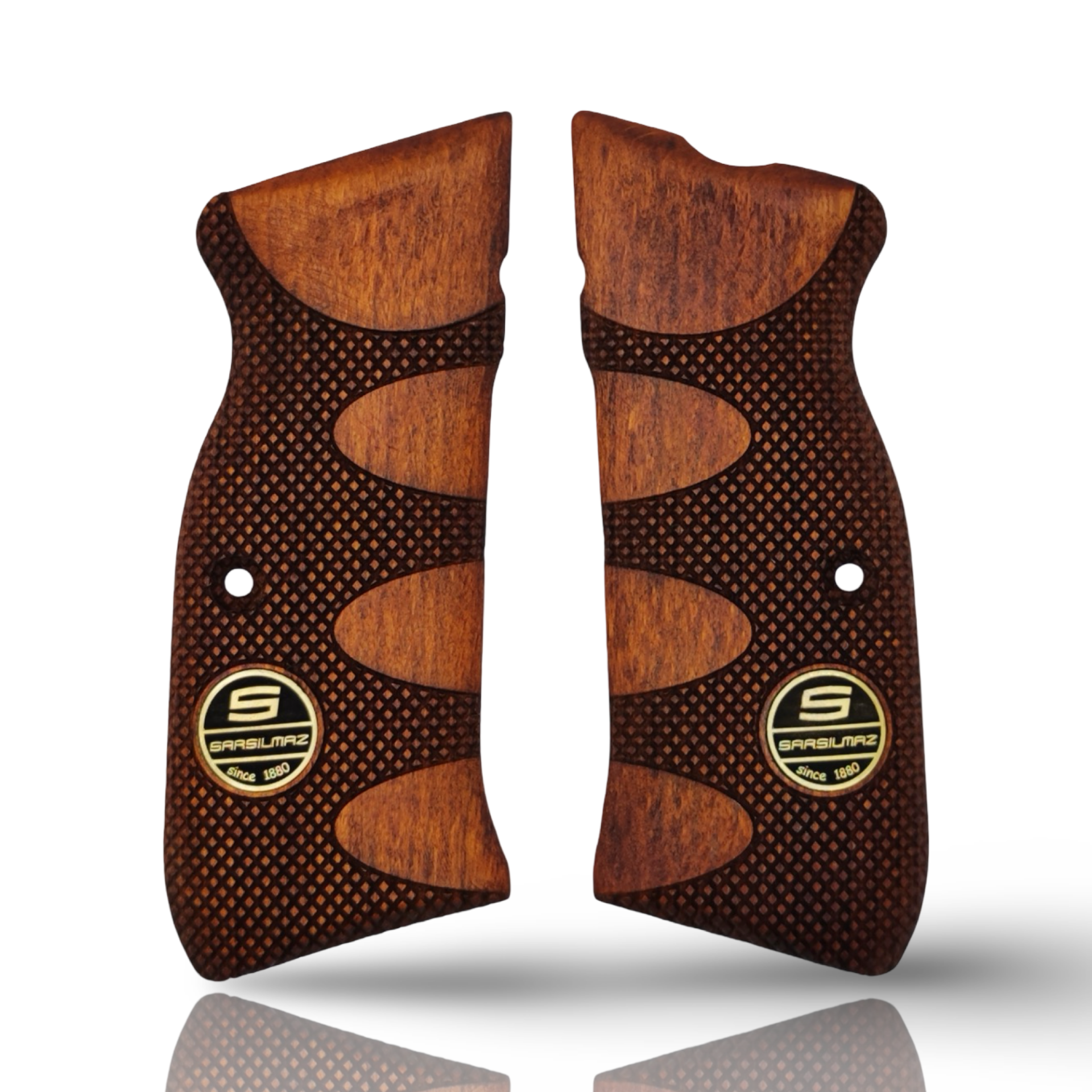 Zib Grips Silah Kabzası - Sarsılmaz Kılınç 2000 Mega, K11 ile Uyumlu - Meşe Renk - Metal Logolu - SRSMEGAMS005L1