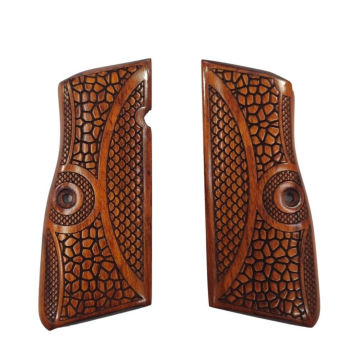 Zib Grips Silah Kabzası - Zig 14, Browning HP, High Power 14, Dik Kasa, Browning Halkalı (Halka için kesim yaptırmak için mesaj atın), Halkasız ile Uyumlu - Meşe Renk - BRWHPMS017