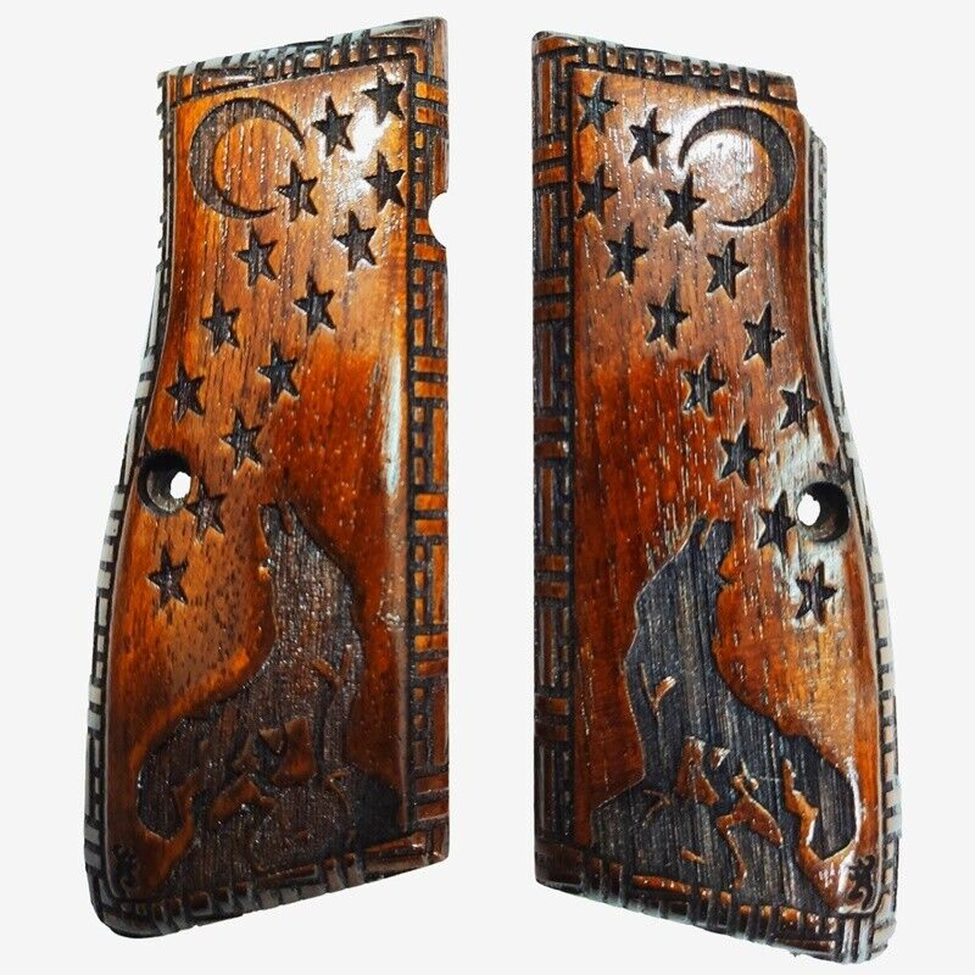 Zib Grips Silah Kabzası - Zig 14, Browning HP, High Power 14, Dik Kasa, Browning Halkalı (Halka için kesim yaptırmak için mesaj atın), Halkasız ile Uyumlu - Koyu Kahverengi Renk - BRWHPCV028