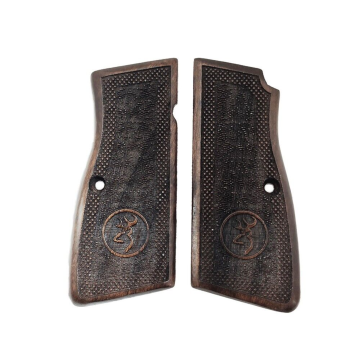 Zib Grips Silah Kabzası - Zig 14, Browning HP, High Power 14, Dik Kasa, Browning Halkalı (Halka için kesim yaptırmak için mesaj atın), Halkasız ile Uyumlu - Koyu Kahverengi Renk - BRWHPCV033
