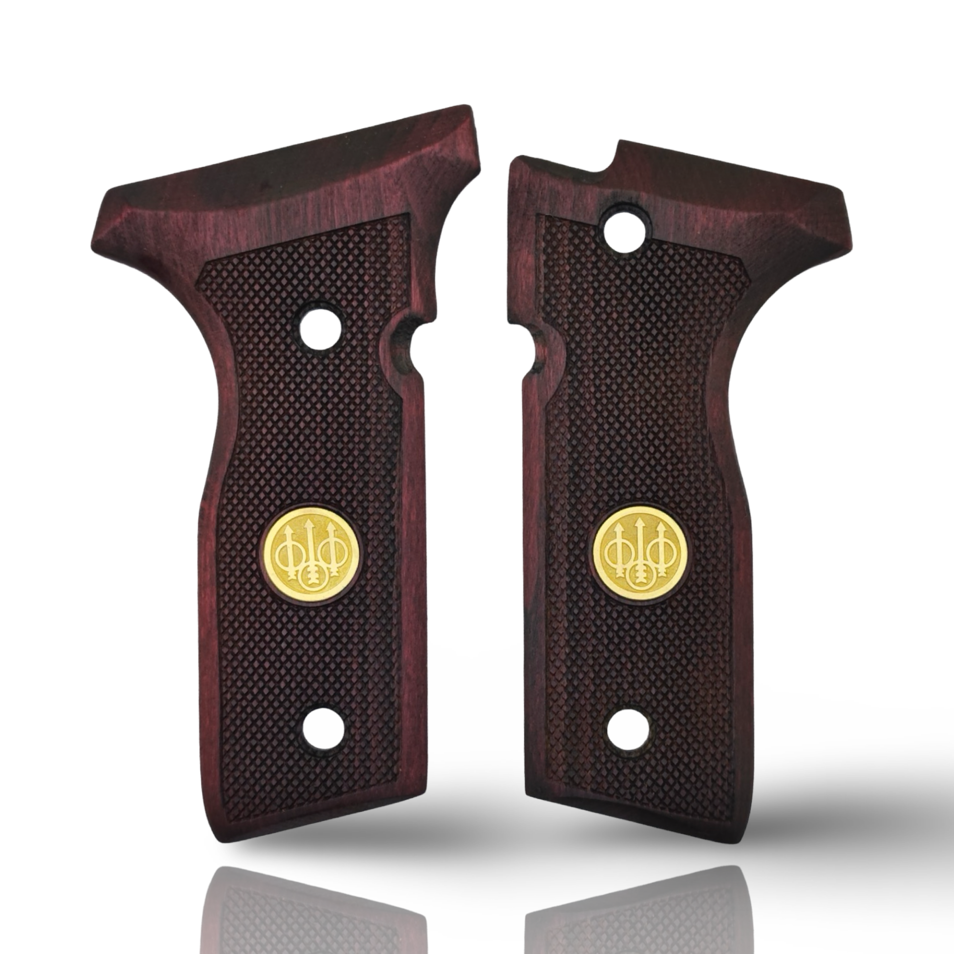 Zib Grips Silah Kabzası - Beretta Stoeger 8000F, 8000FL, 8040F, 8045FT, Cougar 8000 ile Uyumlu - Bordo Renk - Metal Logolu - BRTCGRBR001L2