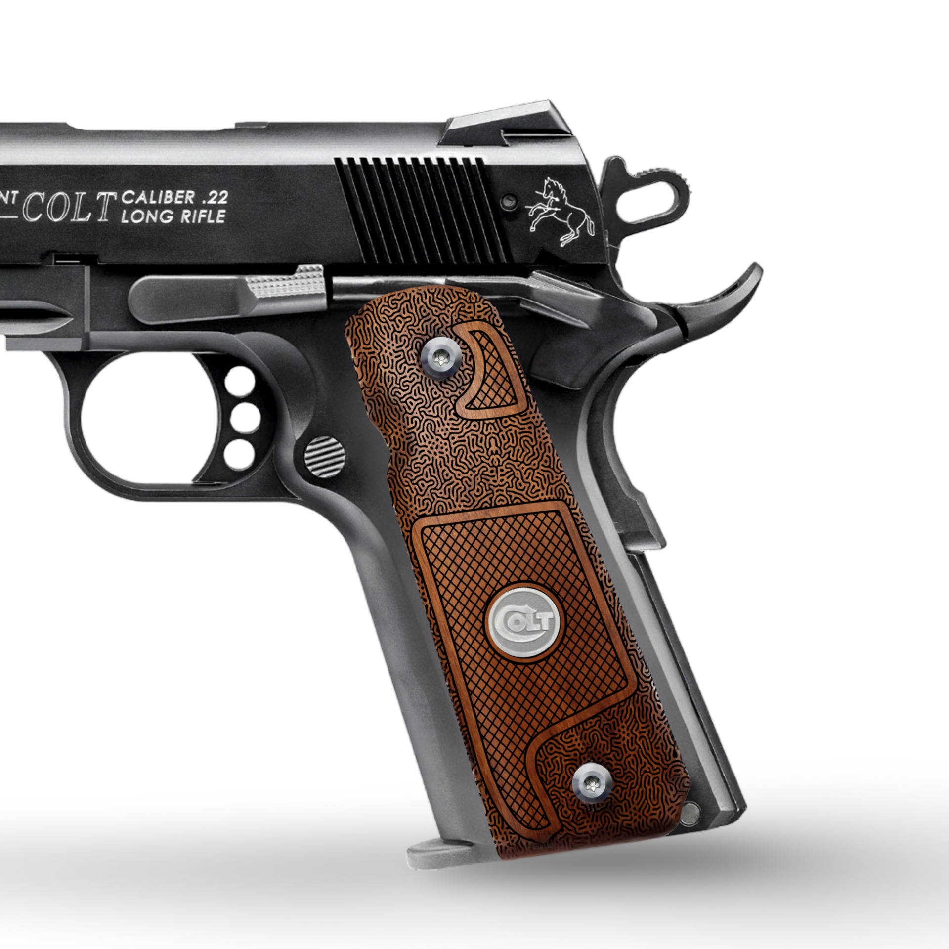 Zib Grips Silah Kabzası - Colt 1911, Girsan MC 1911 ile Uyumlu - Meşe Renk - Metal Logolu - CLT1911MS097L2