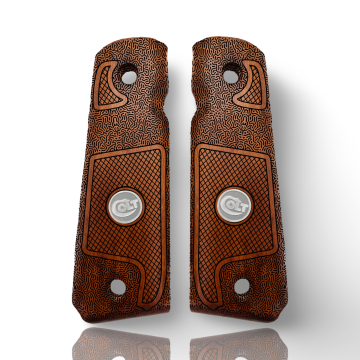 Zib Grips Silah Kabzası - Colt 1911, Girsan MC 1911 ile Uyumlu - Meşe Renk - Metal Logolu - CLT1911MS097L2