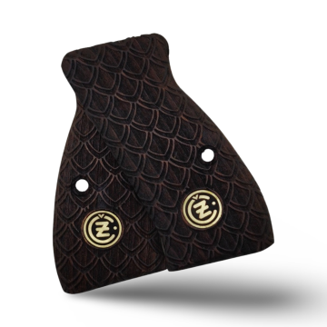 Zib Grips Silah Kabzası - CZ Kompakt, P-01 ile Uyumlu - Koyu Kahverengi Renk - Metal Logolu - CZCMPCV001L1