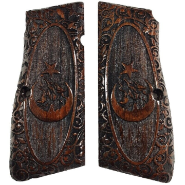 Zib Grips Silah Kabzası - Zig 14, Browning HP, High Power 14, Dik Kasa, Browning Halkalı (Halka için kesim yaptırmak için mesaj atın), Halkasız ile Uyumlu - Koyu Kahverengi Renk - BRWHPCV045
