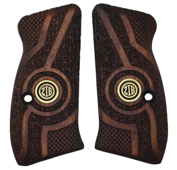 Zib Grips Silah Kabzası - CZ Kompakt, P-01 ile Uyumlu - Koyu Kahverengi Renk - Metal Logolu - CZCMPCV011L1