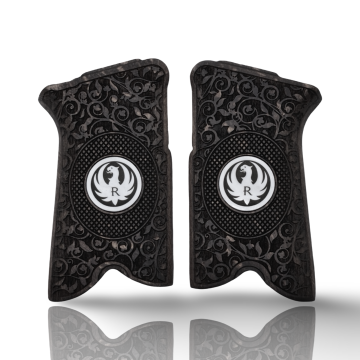 Zib Grips Silah Kabzası - Ruger P85 Serisi ile Uyumlu - Siyah Renk - Metal Logolu - RGRP85SY003L1